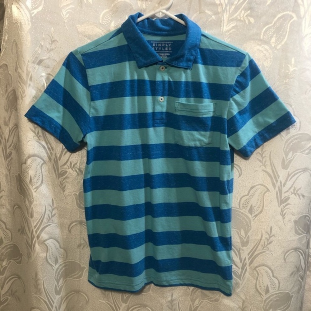 Simply Styled Blue Striped Polo Shirt Size L